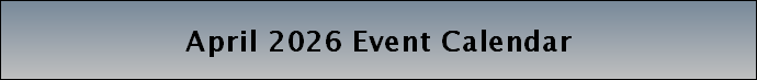 April 2026 Event Calendar